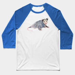 Awesome Opossum Mixed Media Illustration Baseball T-Shirt